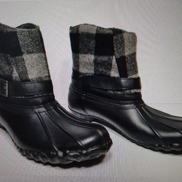 Chooka Eastlake Wool Quilted Duck Boots Waterproof Blk/Gray Duck Boots Size 10 - Picture 1 of 11